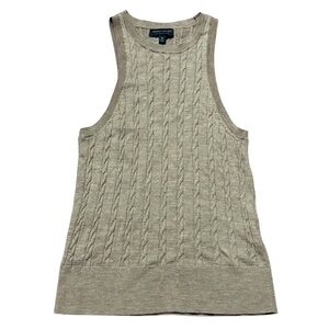 Banana Republic women’s Tan Cable Knit Sweater tank Medium Merino Wool